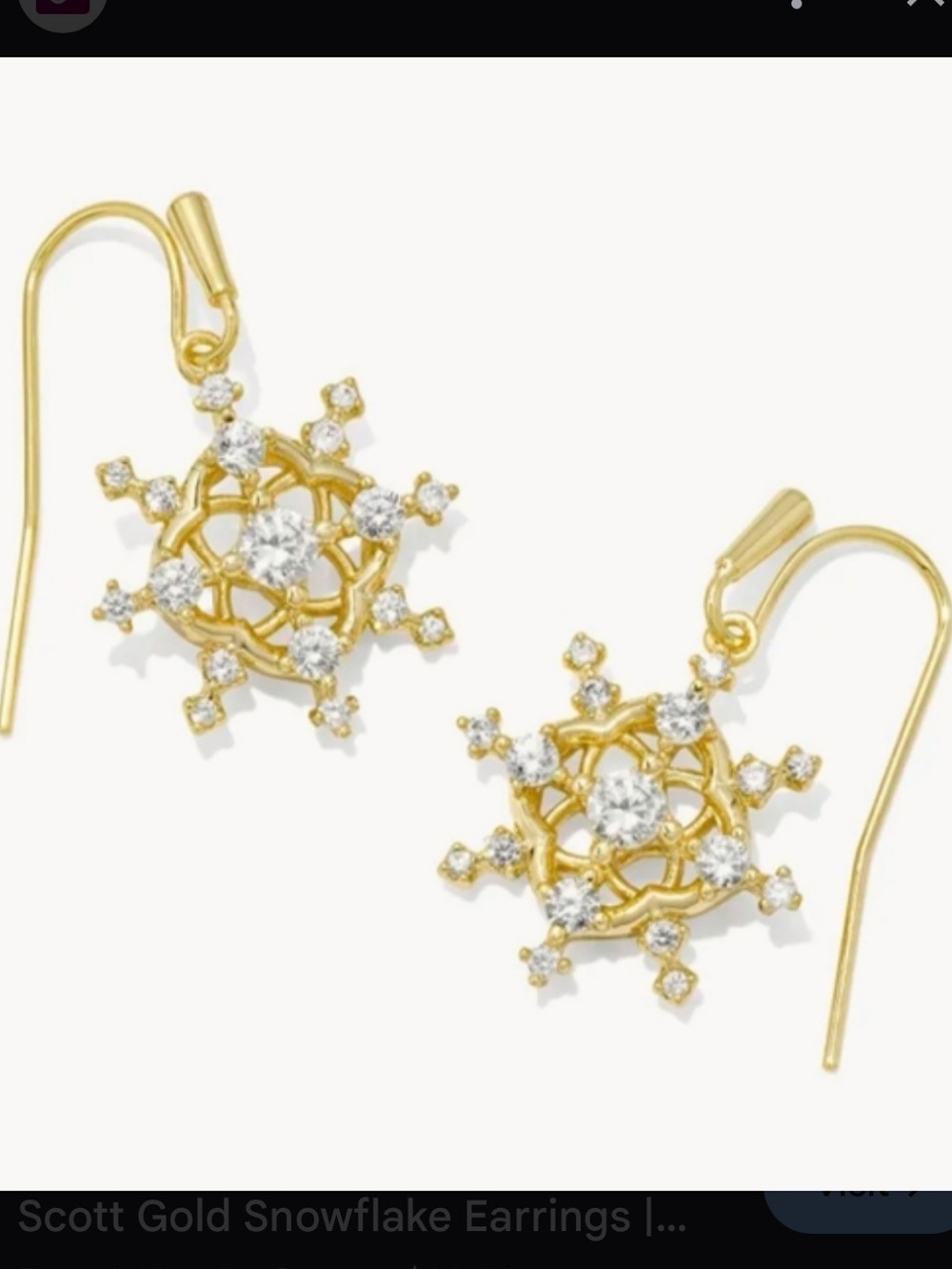 Kendra Scott Gold Snowflake Crystal Drop Earrings